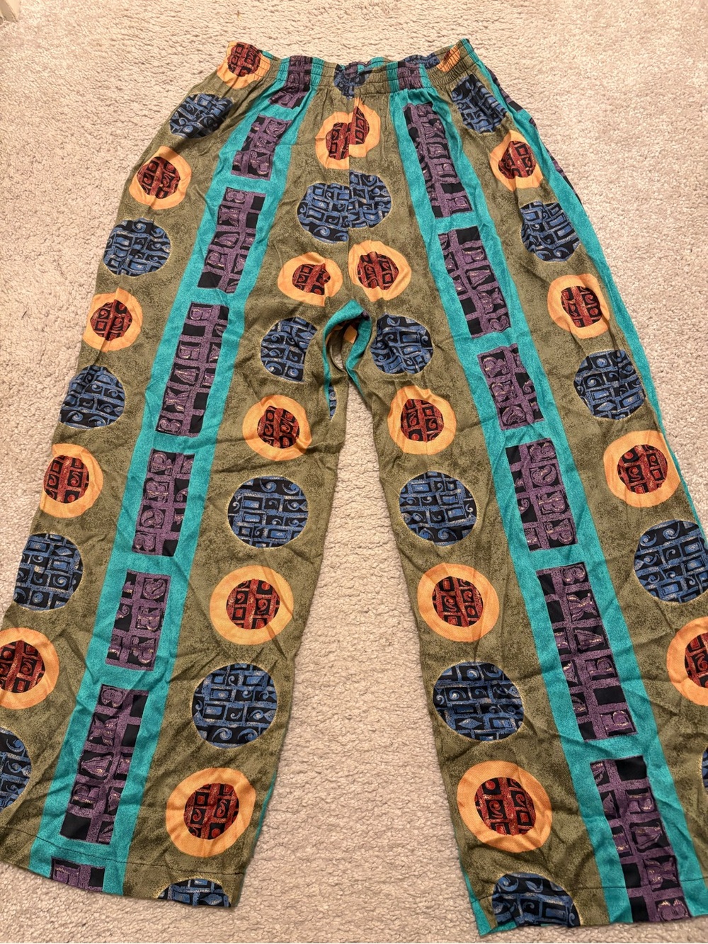 Vintage Abstract Print Pants – Size Medium